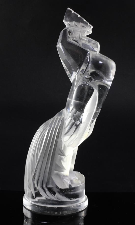 Coq Houdan/Proud Cock. A glass mascot by René Lalique, introduced on 30/4/1929, No.1161 Height 20cm.